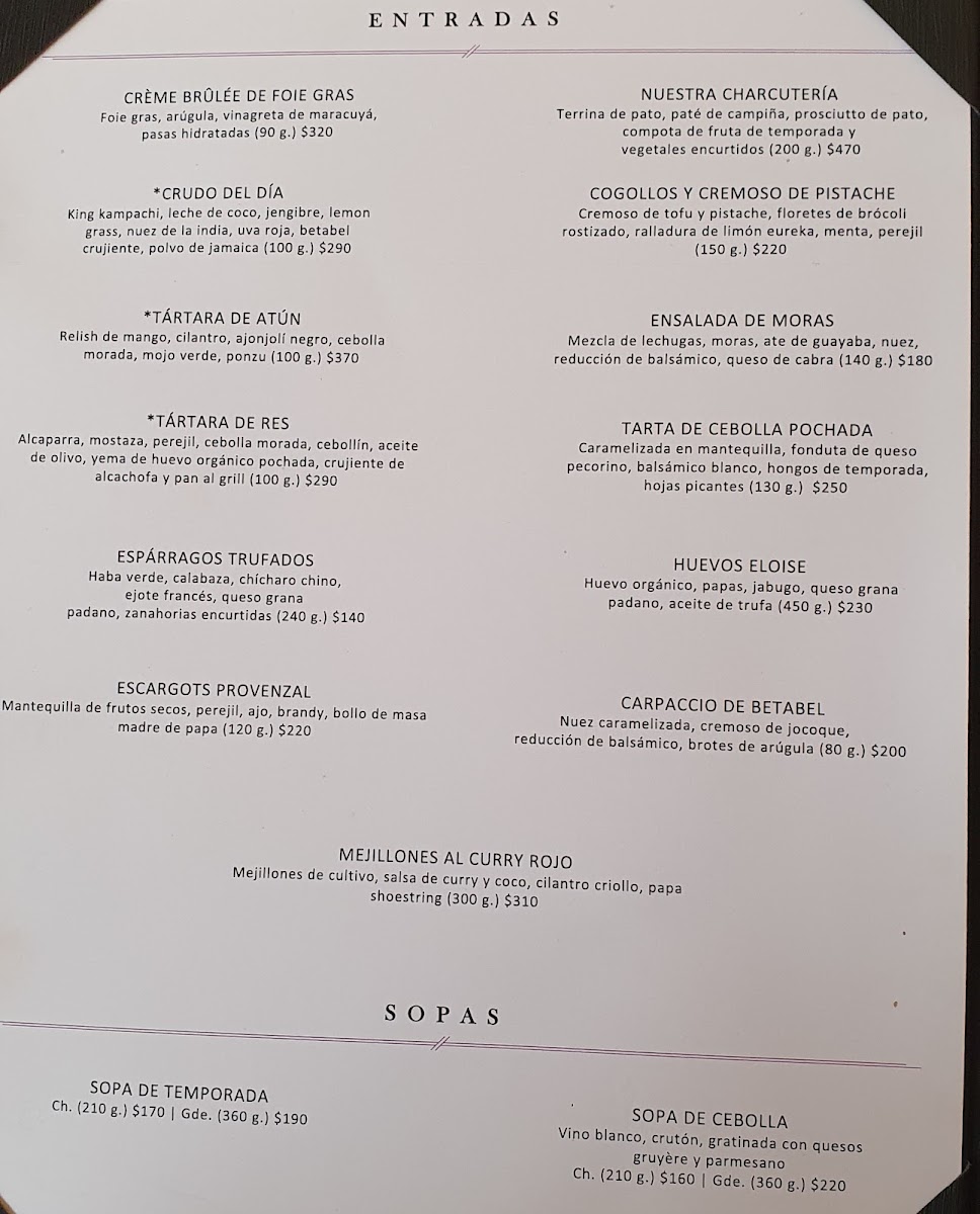 Eloise Chic Cuisine Menu - Image 1